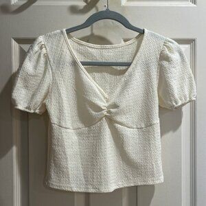 Women’s smocked sweetheart neck short sleeve top